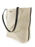 Loewe 2024 Grey Canvas and Black Leather Puzzle Fold Tote Bag