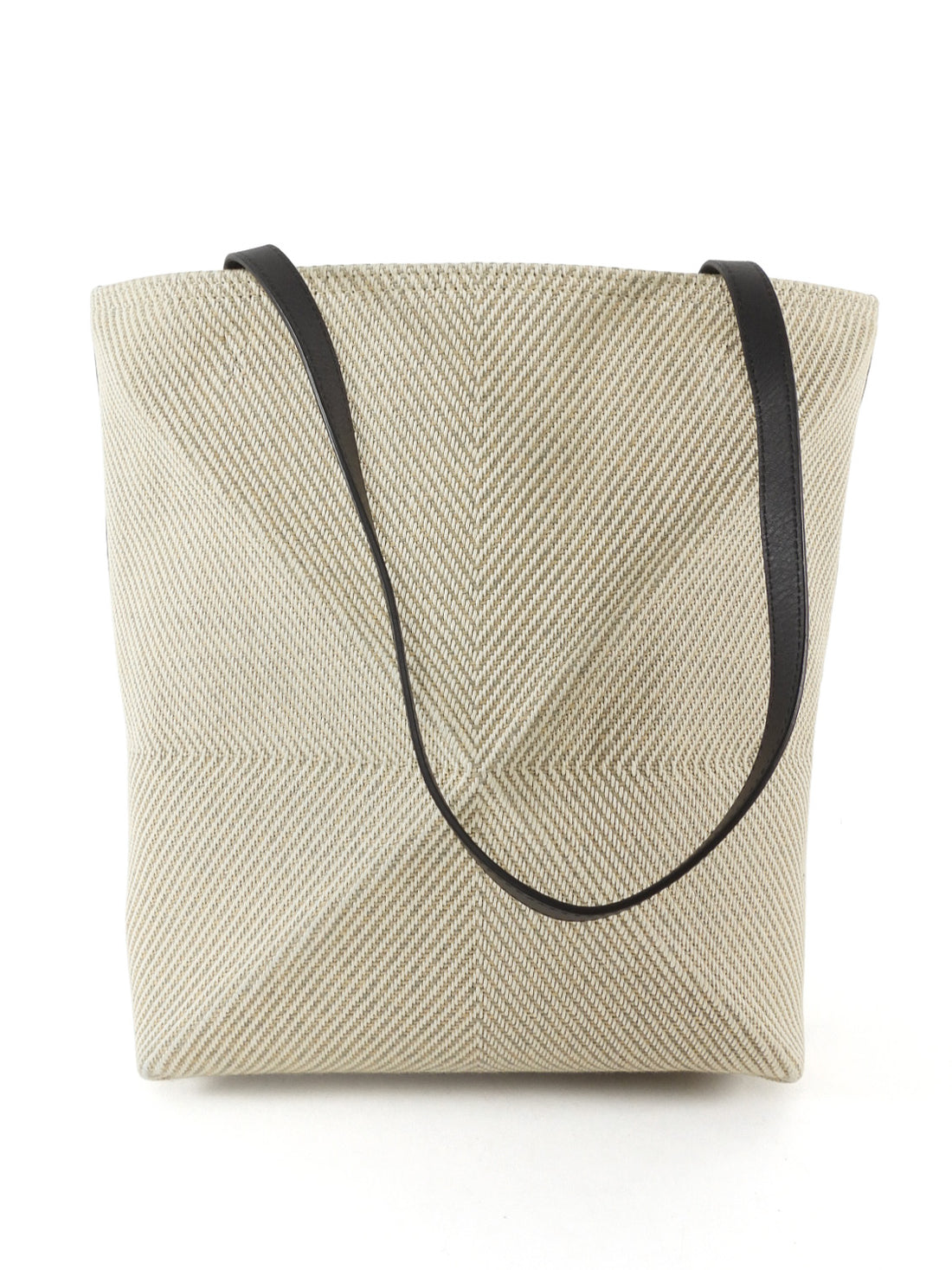 Loewe 2024 Grey Canvas and Black Leather Puzzle Fold Tote Bag