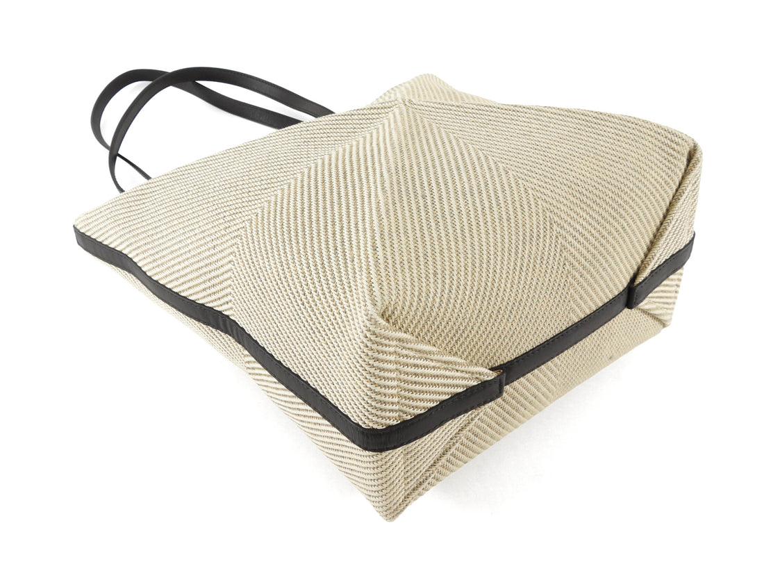 Loewe 2024 Grey Canvas and Black Leather Puzzle Fold Tote Bag