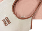 Miu Miu Ecru Canvas and Tan Brown Leather Ivy Hobo Tote Bag