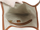 Miu Miu Ecru Canvas and Tan Brown Leather Ivy Hobo Tote Bag