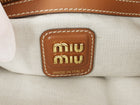 Miu Miu Ecru Canvas and Tan Brown Leather Ivy Hobo Tote Bag