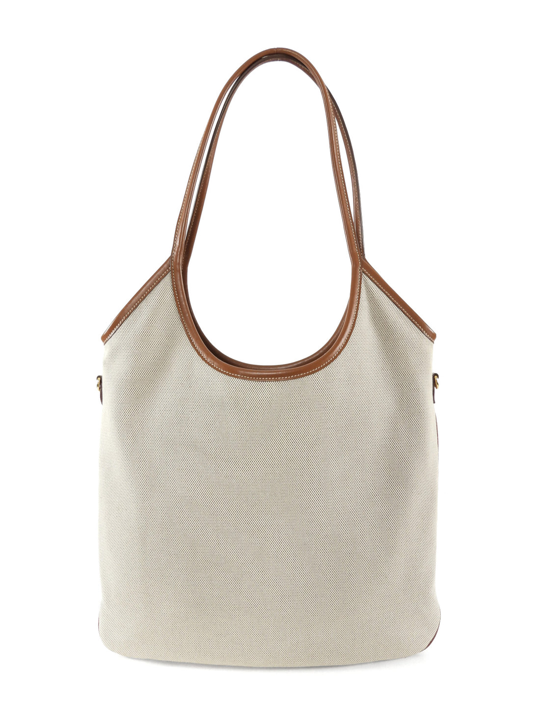 Miu Miu Ecru Canvas and Tan Brown Leather Ivy Hobo Tote Bag