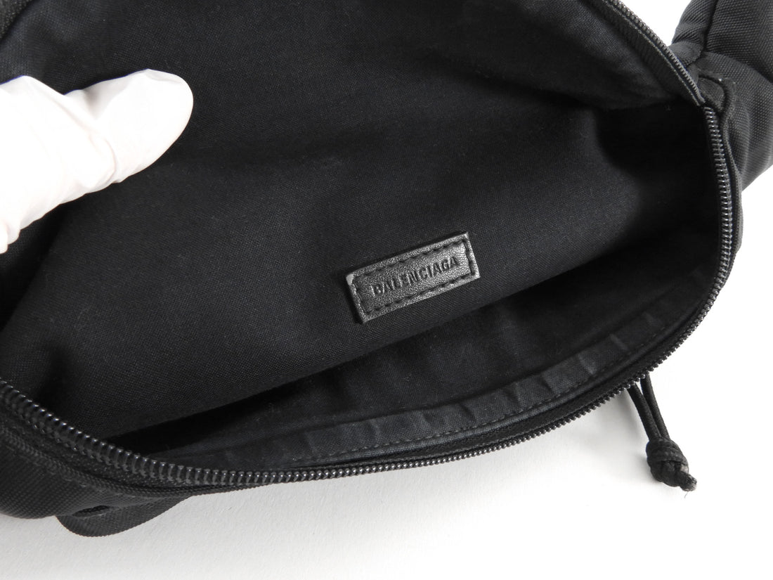 Balenciaga Black Textile "We are the World" Fanny Pouch Bag