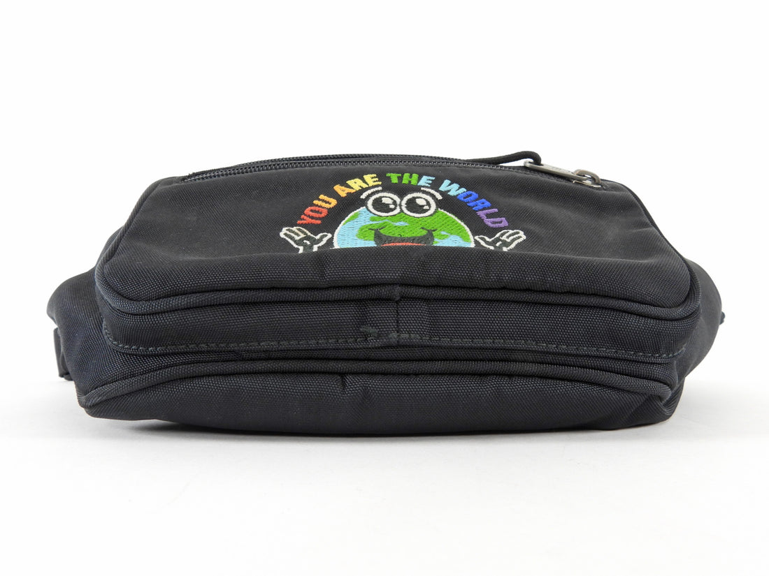 Balenciaga Black Textile "We are the World" Fanny Pouch Bag