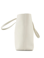 Saint Laurent Ecru Leather YSL East/West Shopping Tote