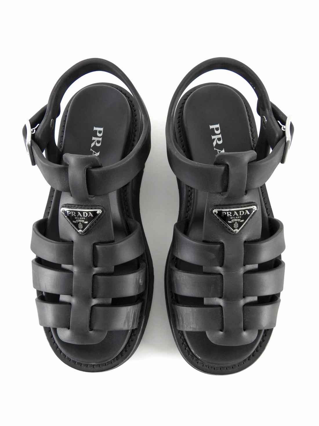 Prada Black Leather Fisherman Platform Sandals - 6/7