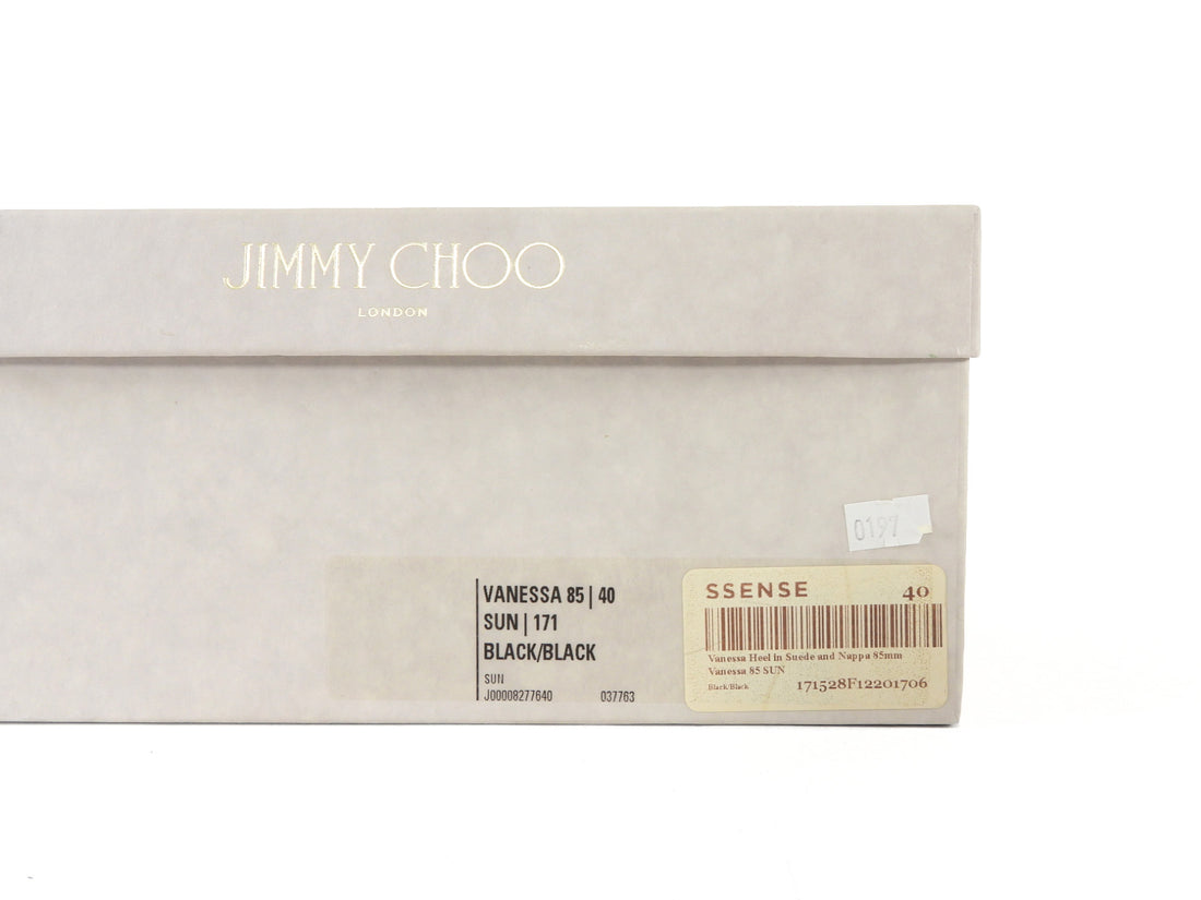 Jimmy Choo Black Suede and Leather Vanessa 85 Pump - 40