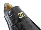 Chanel Black 24C Glossed Calfskin CC Loafers - 39.5C