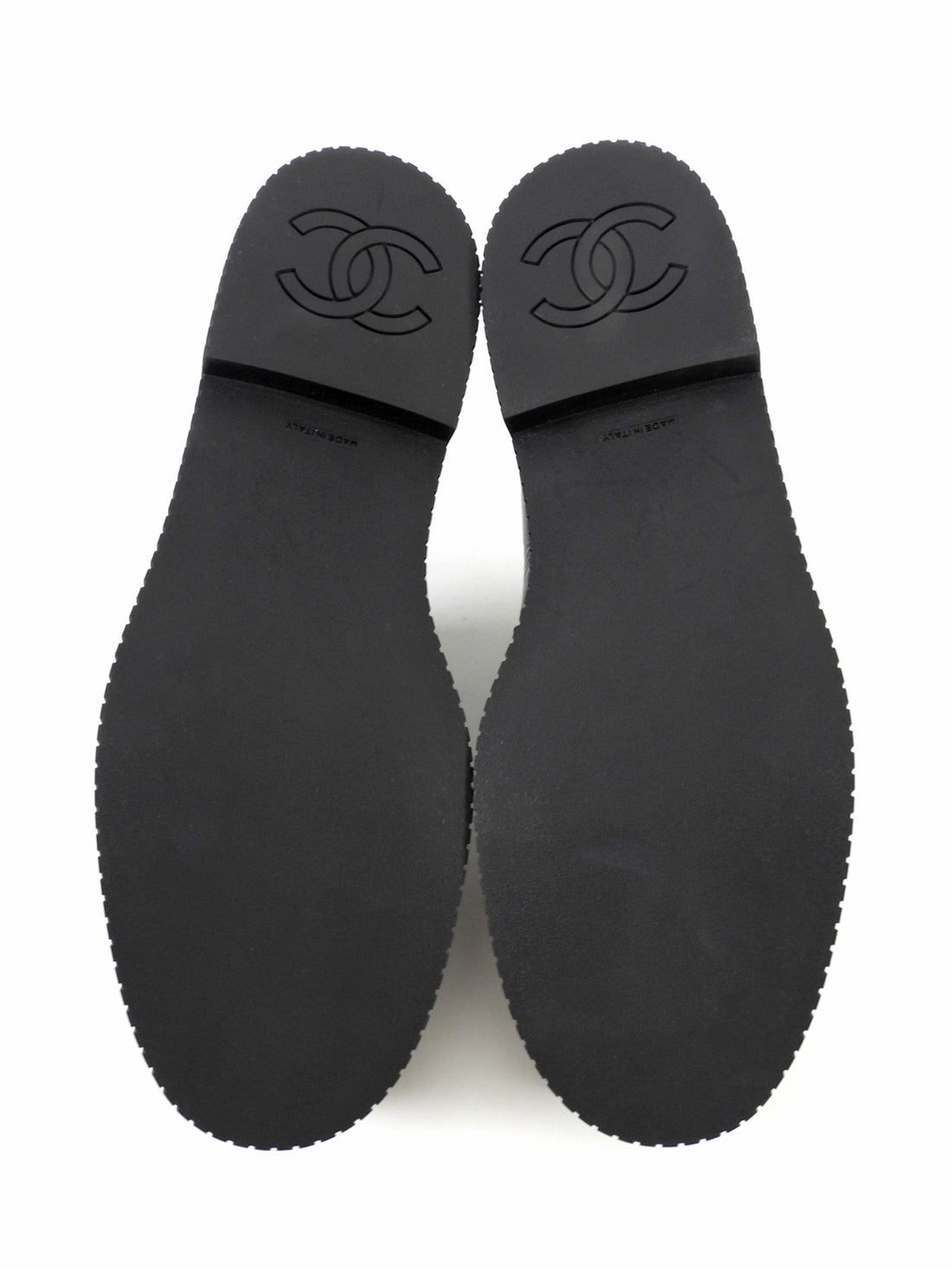 Chanel Black 24C Glossed Calfskin CC Loafers - 39.5C