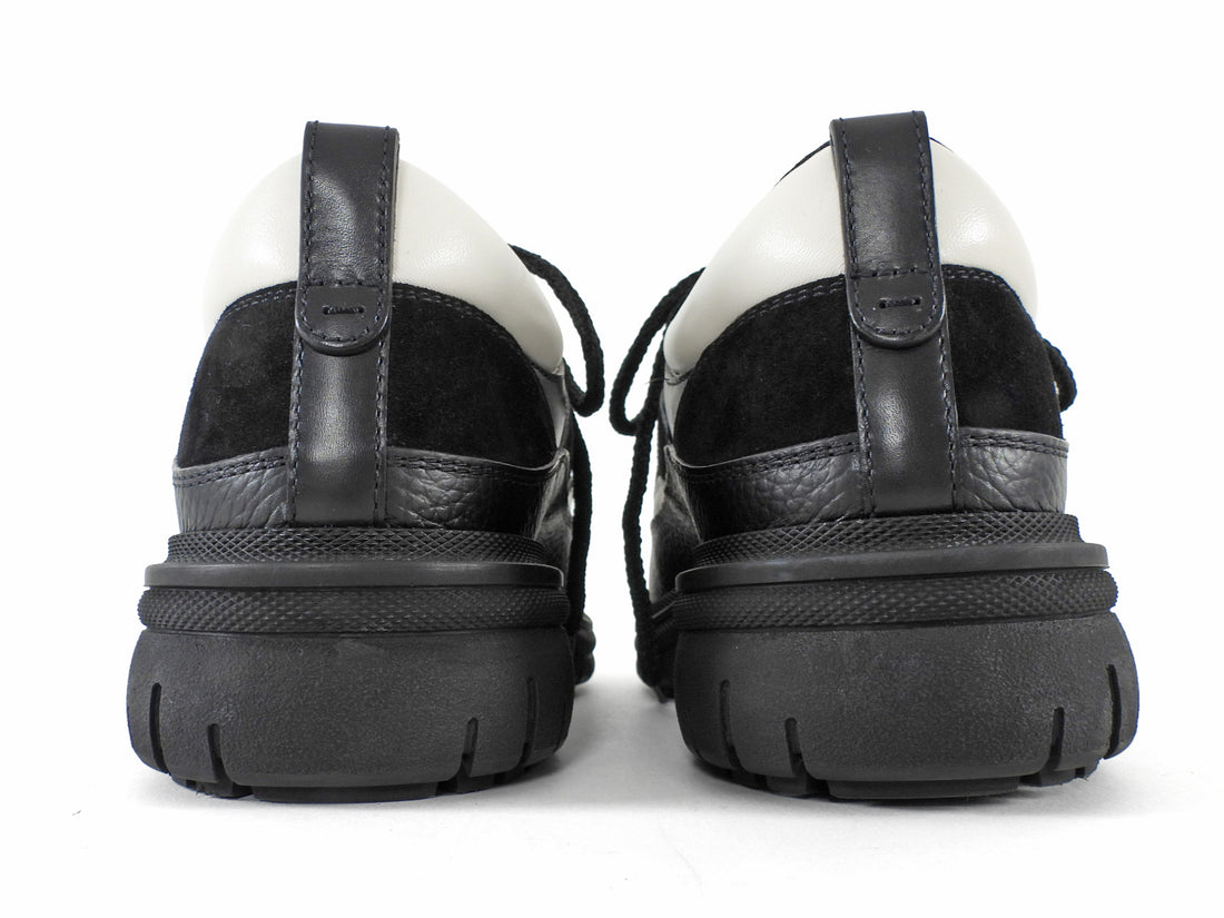 Chanel Black White 25B Suede Leather Track Sole Sneaker - 39.5