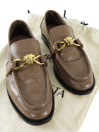 Bottega Veneta Taupe Brown Leather Gold Knot Buckle Astaire Loafer - 39.5