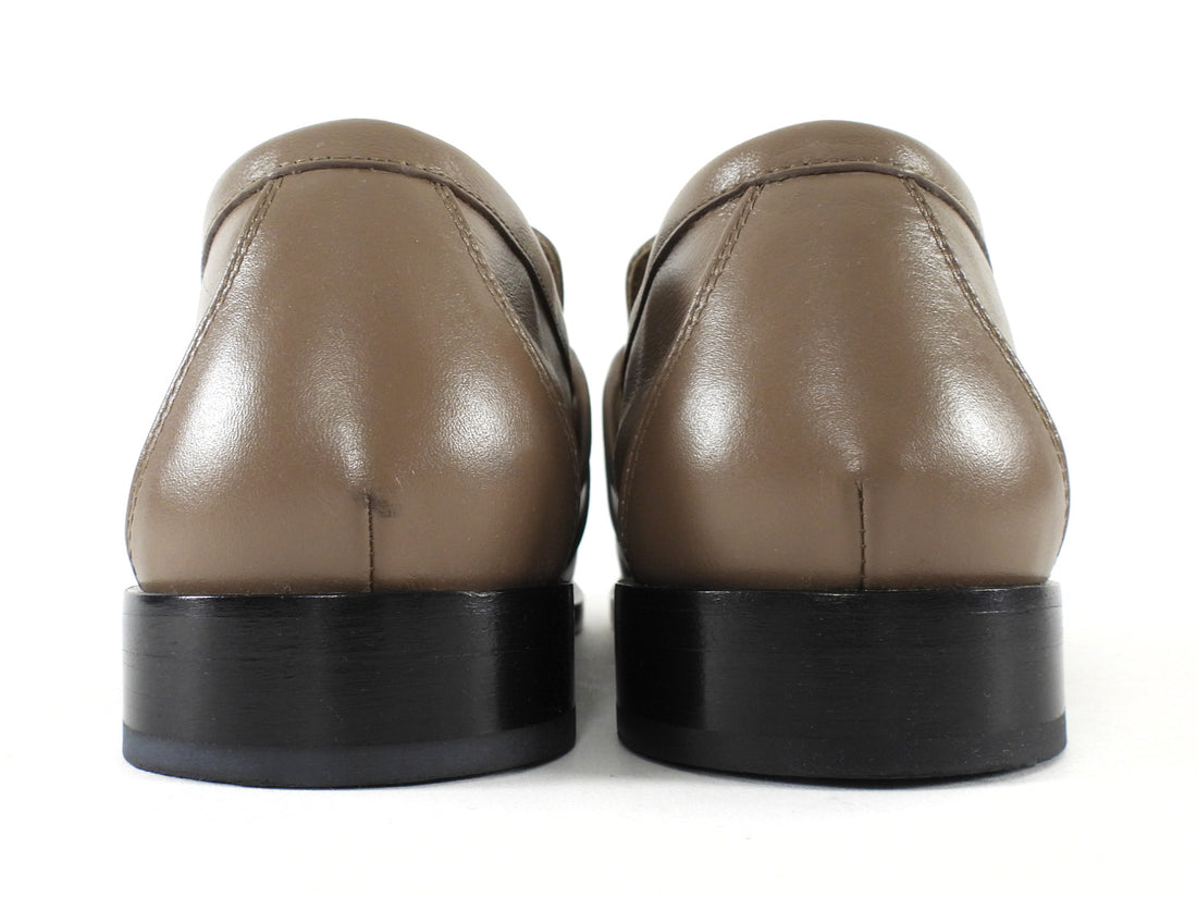 Bottega Veneta Taupe Brown Leather Gold Knot Buckle Astaire Loafer - 39.5