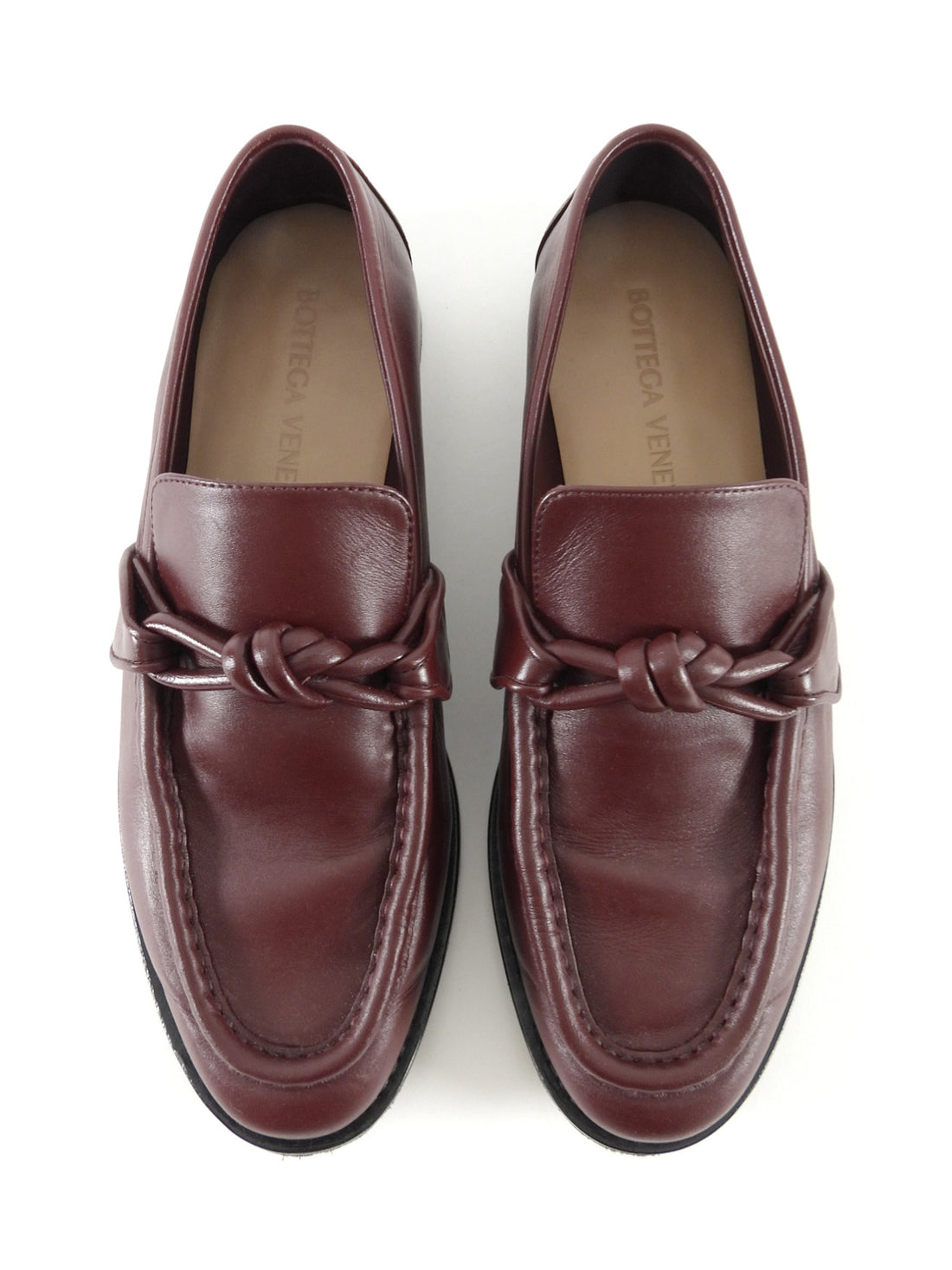 Bottega Veneta Burgundy Red Leather Knot Buckle Astaire Loafer - 39.5