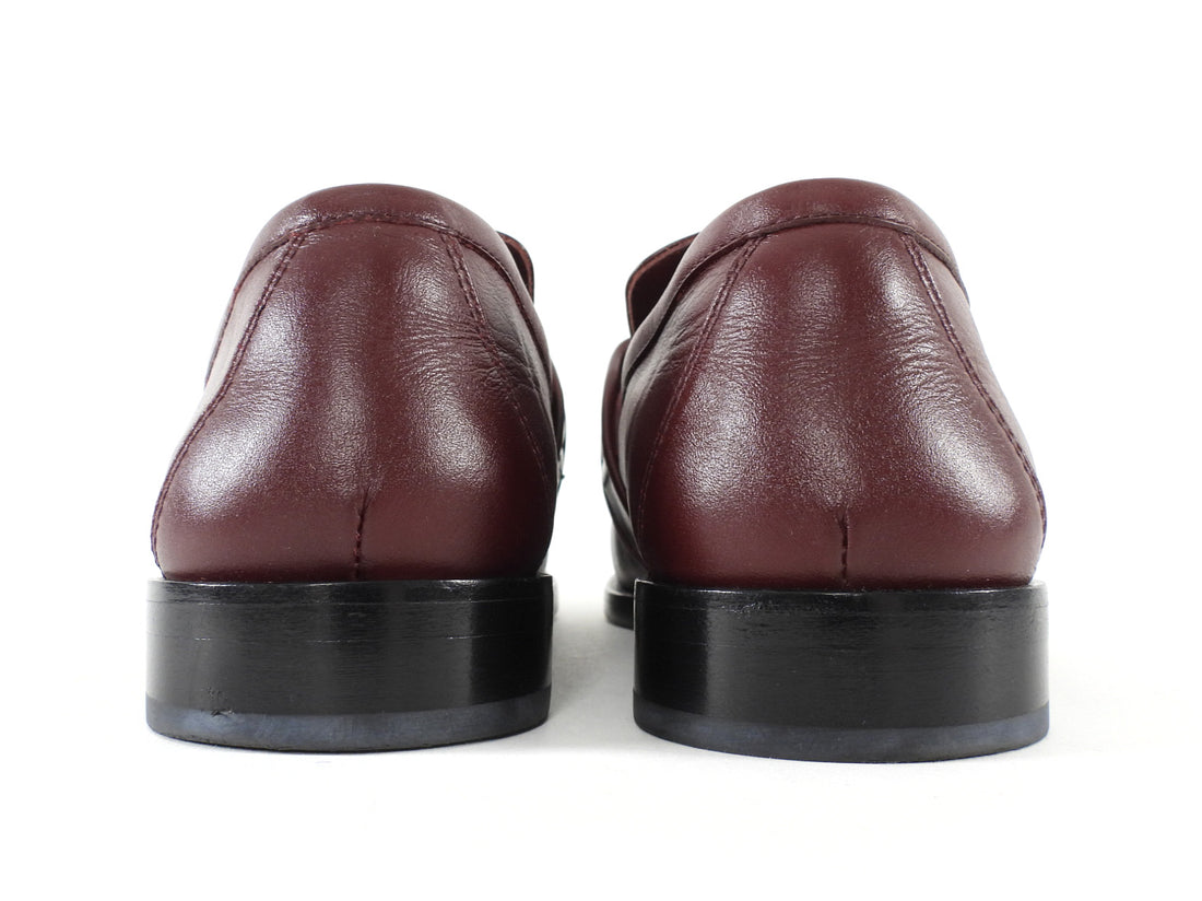Bottega Veneta Burgundy Red Leather Knot Buckle Astaire Loafer - 39.5