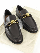 Bottega Veneta Espresso Brown Leather Gold Knot Buckle Astaire Loafer - 39.5