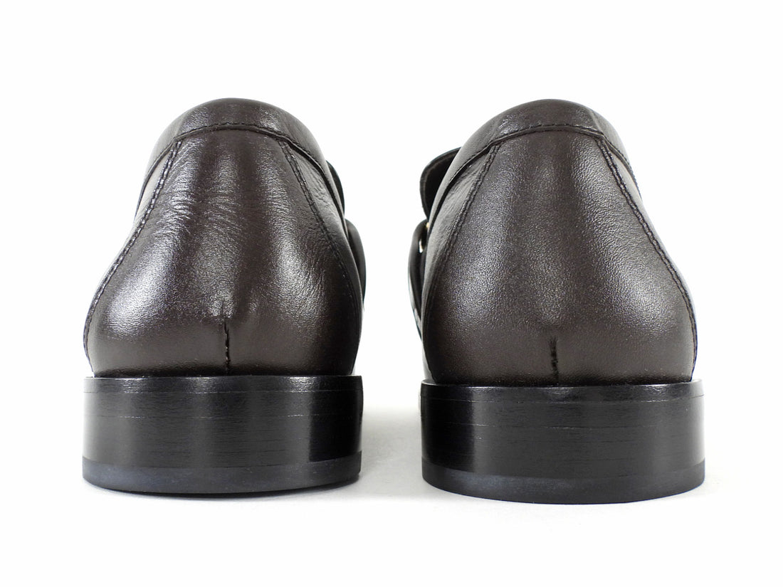 Bottega Veneta Espresso Brown Leather Gold Knot Buckle Astaire Loafer - 39.5