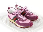 Gucci Pink Monogram Purple Suede Web Suede Ankle Strap Sneakers - 39