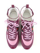 Gucci Pink Monogram Purple Suede Web Suede Ankle Strap Sneakers - 39
