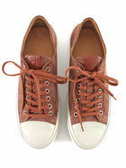 Tod's Rust Nubuck Suede and White Leather Cap Toe Sneakers - 39.5