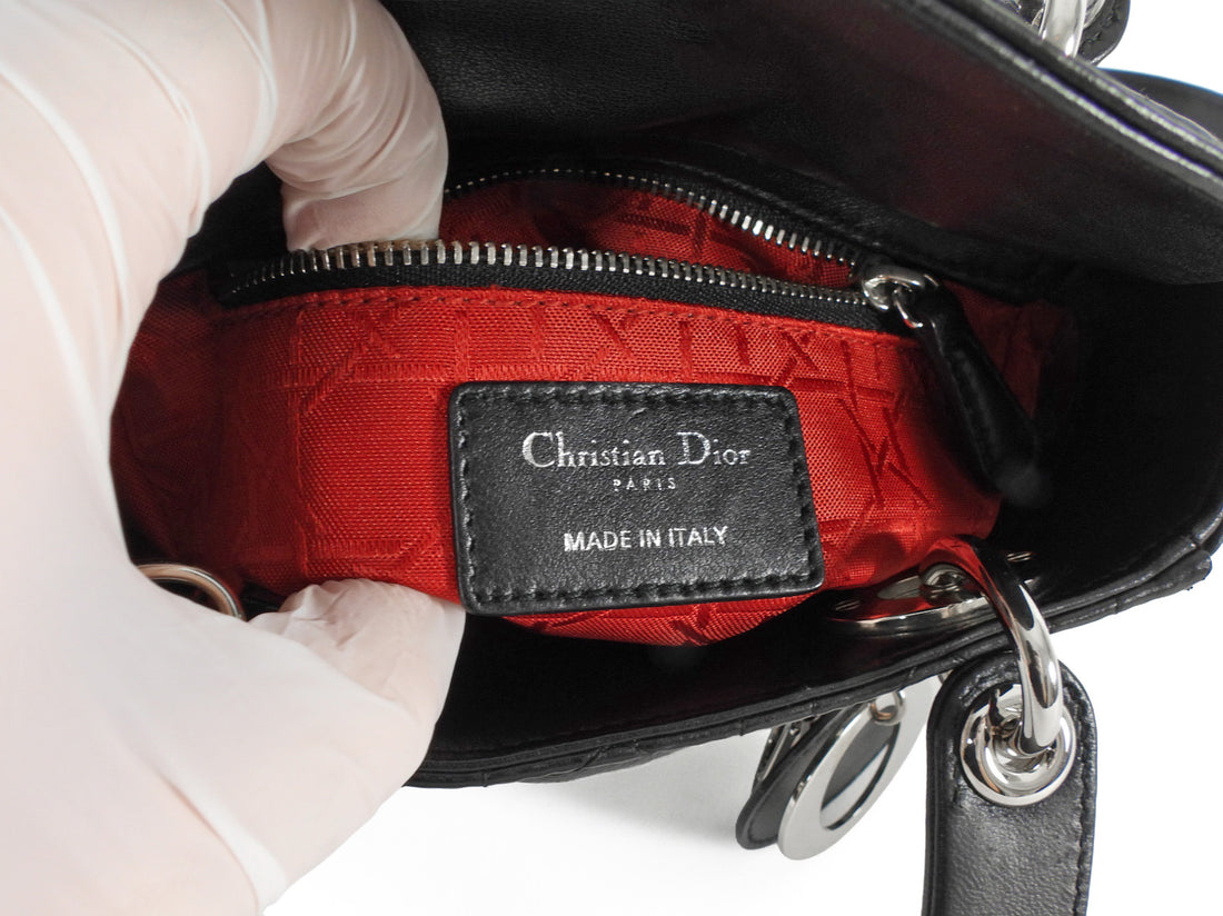 Dior Black Cannage Quilted Leather Mini Lady Dior Mini