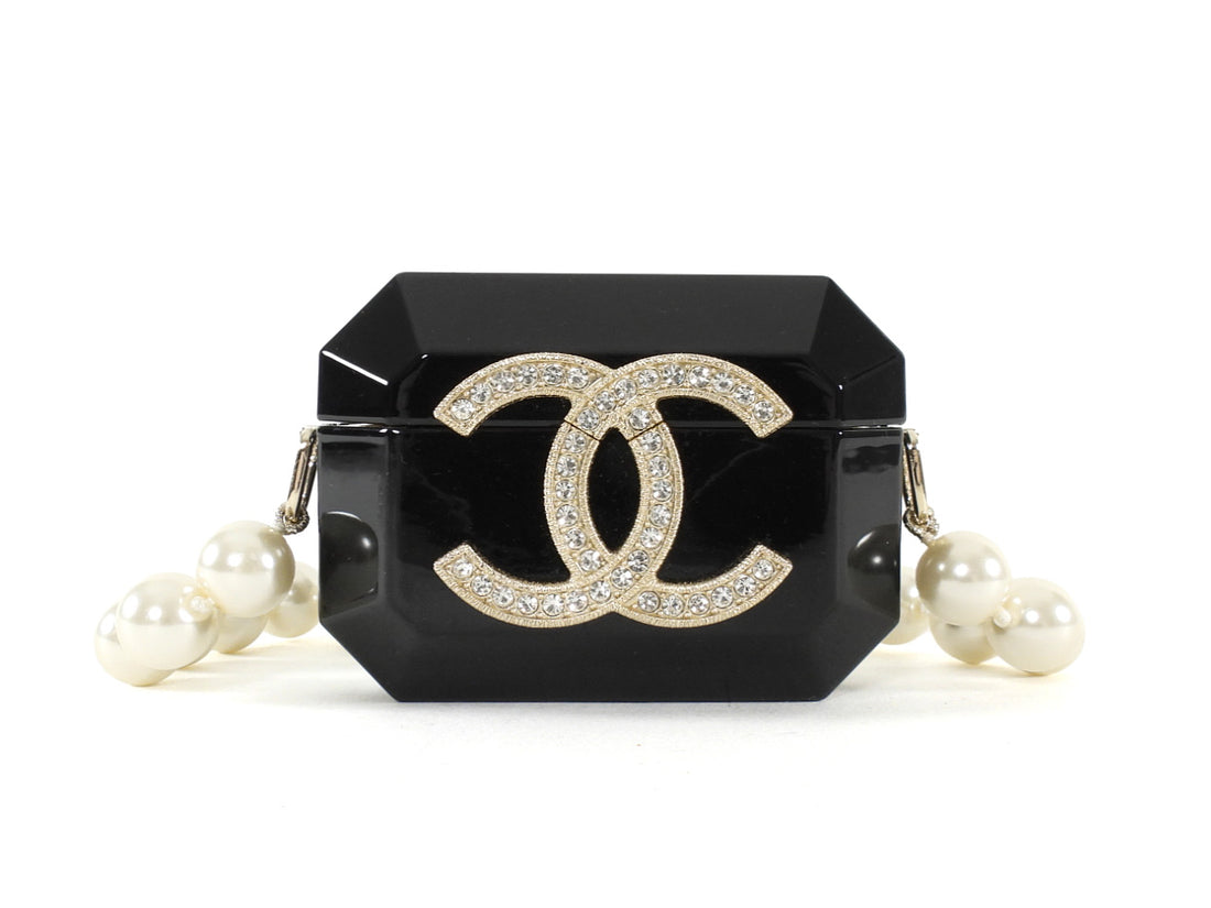 Chanel B21 Black Resin Crystal Pearl Airpods Pro Holder Bag