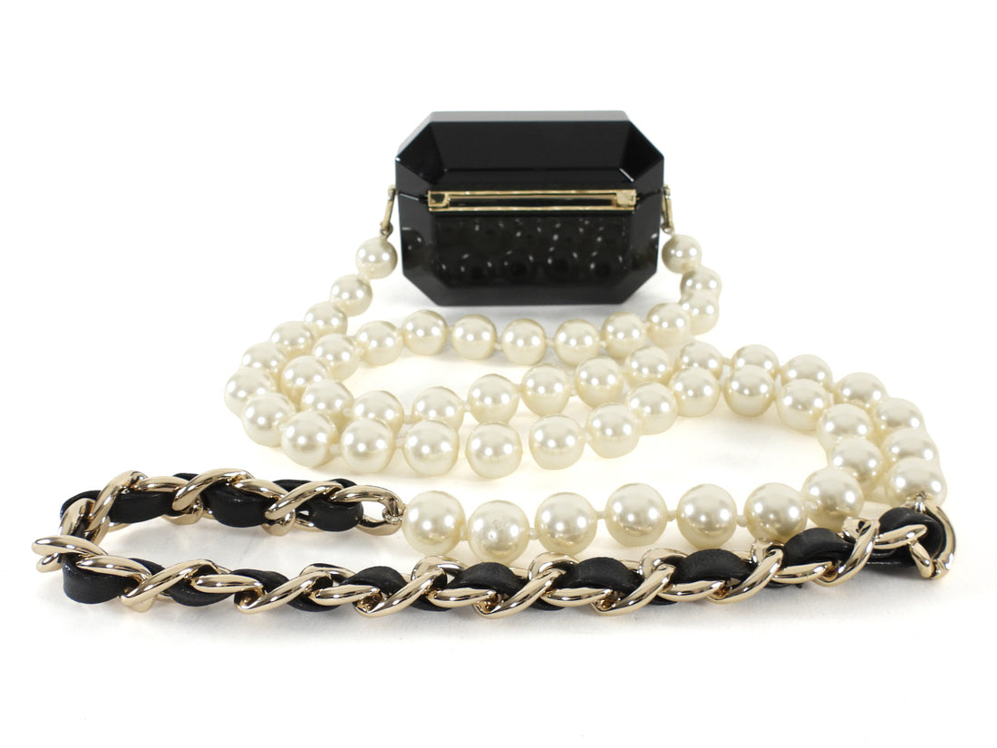 Chanel B21 Black Resin Crystal Pearl Airpods Pro Holder Bag