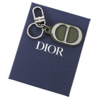 Dior Khaki Grained Calfskin CD Icon Ruthenium Keyring