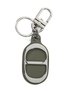 Dior Khaki Grained Calfskin CD Icon Ruthenium Keyring