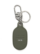 Dior Khaki Grained Calfskin CD Icon Ruthenium Keyring