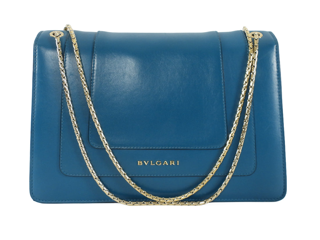 Bvlgari Teal Blue Medium Serpenti Forever Flap Bag