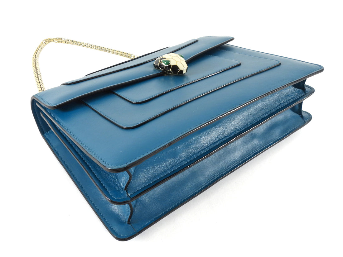 Bvlgari Teal Blue Medium Serpenti Forever Flap Bag