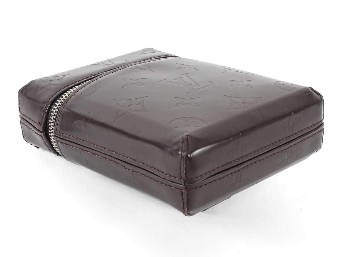 Louis Vuitton Brown Smooth Embossed Leather Glace Ray Belt Pouch Bag