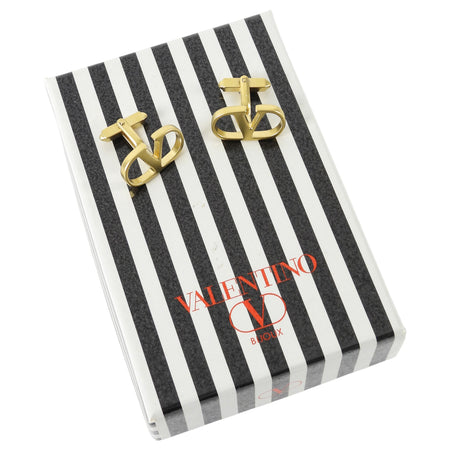 Valentino Gold V Logo Brushed Metal Cufflinks