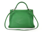 Hermes Green Tri-Color Ostrich Kelly Retourne 32 Handbag PHW