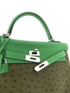 Hermes Green Tri-Color Ostrich Kelly Retourne 32 Handbag PHW