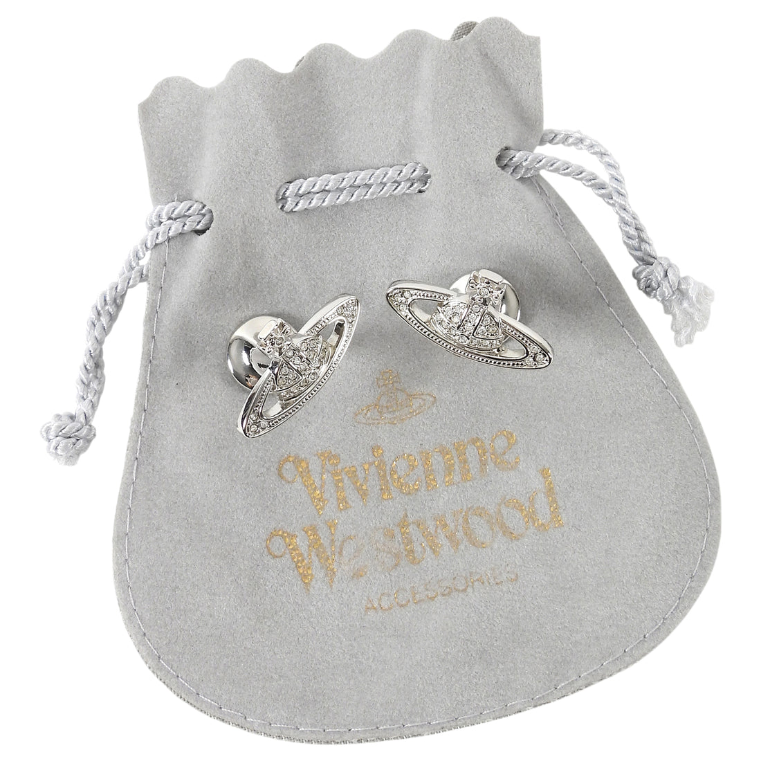Vivienne Westwood Silver Silvertone Metal Orb Crystal Cufflinks