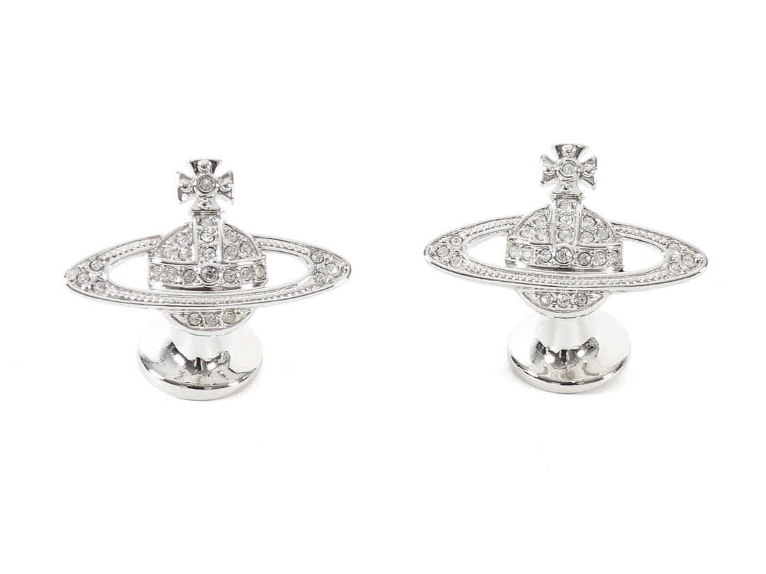 Vivienne Westwood Silver Silvertone Metal Orb Crystal Cufflinks