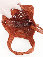Tod's Rust Crochet Raffia Mini Manici Logo Tote Bag