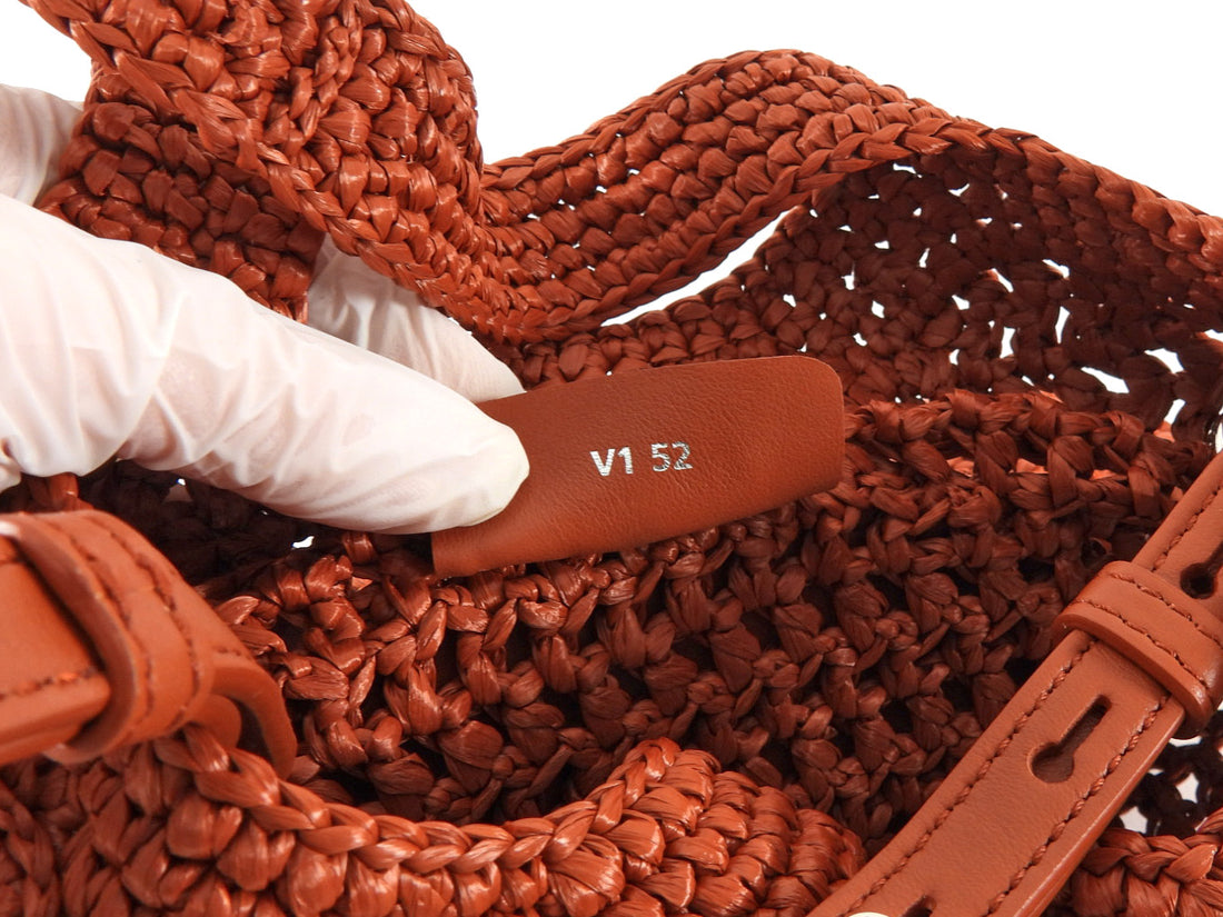Tod's Rust Crochet Raffia Mini Manici Logo Tote Bag
