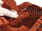 Tod's Rust Crochet Raffia Mini Manici Logo Tote Bag