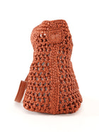 Tod's Rust Crochet Raffia Mini Manici Logo Tote Bag