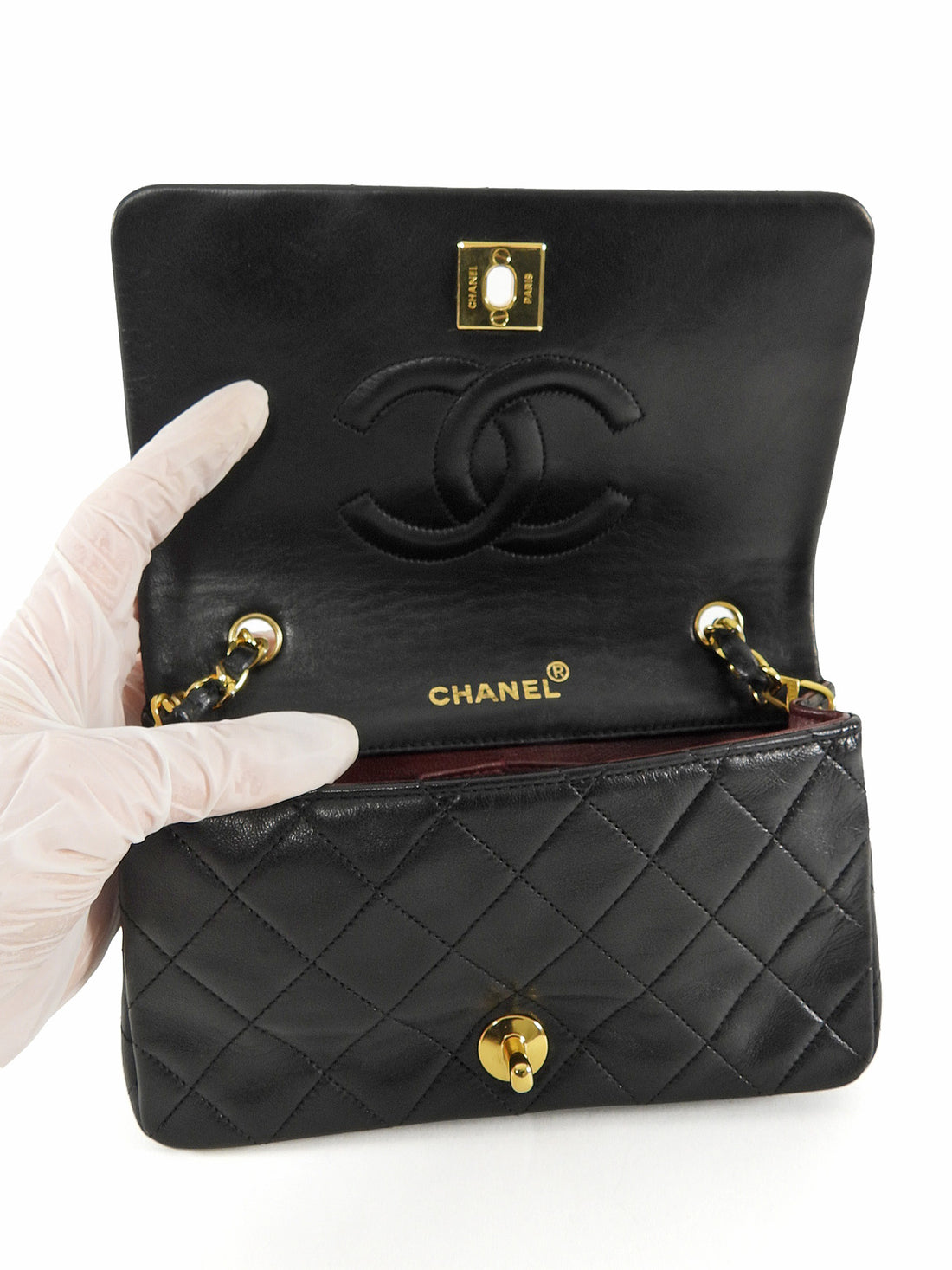 Chanel Black Vintage 1989-1991 Quilted Leather Mini Full Flap Bag Mini