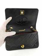 Chanel Black Vintage 1989-1991 Quilted Leather Mini Full Flap Bag Mini