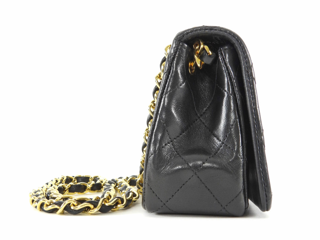 Chanel Black Vintage 1989-1991 Quilted Leather Mini Full Flap Bag Mini