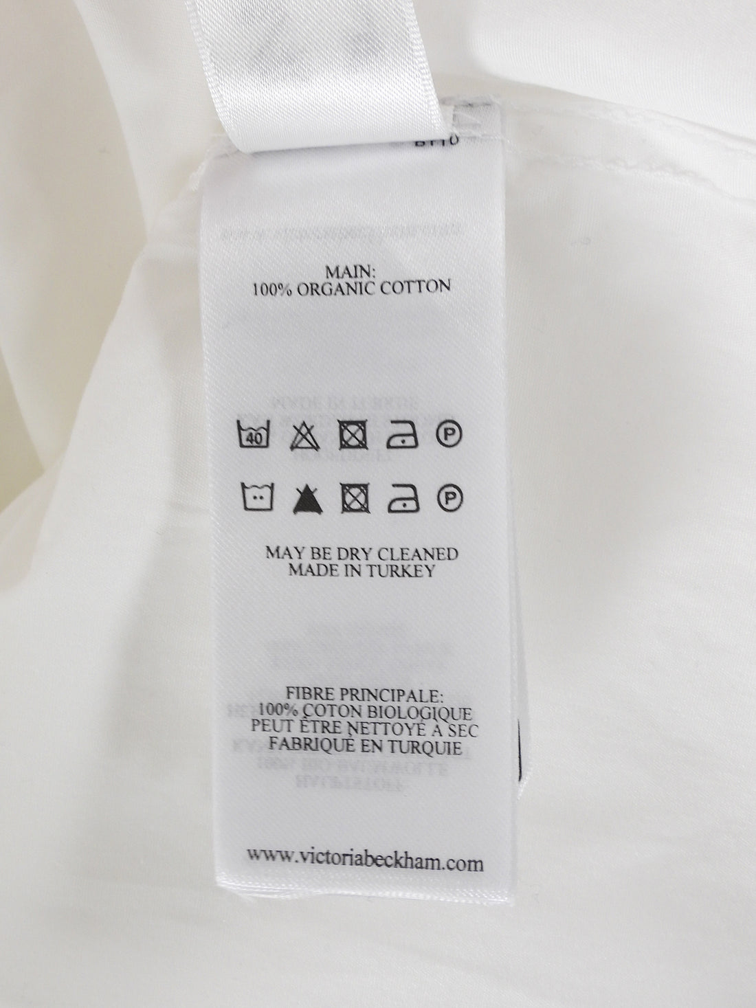 Victoria Beckham White Cotton Button Down Shirt with Strap Across Back - M