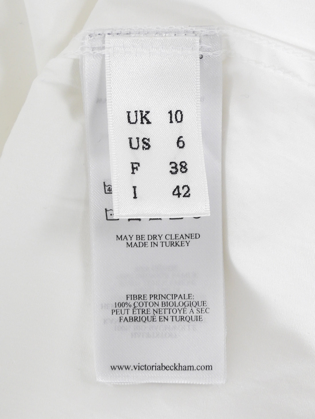 Victoria Beckham White Cotton Button Down Shirt with Strap Across Back - M