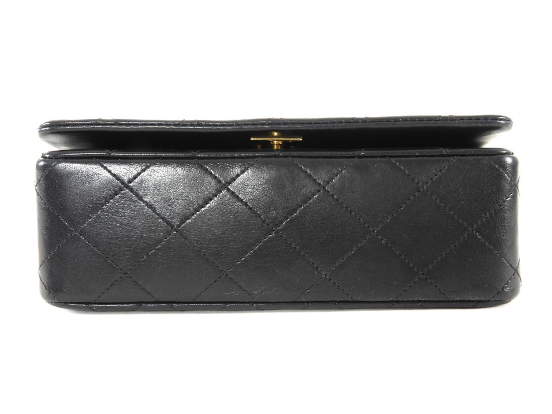 Chanel Black Vintage 1989-1991 Quilted Leather Mini Full Flap Bag Mini