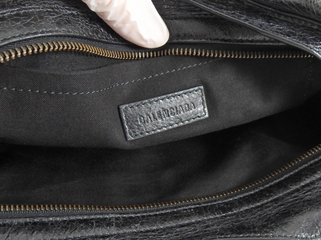 Balenciaga Black Le City Black Lambskin East West Shoulder Bag