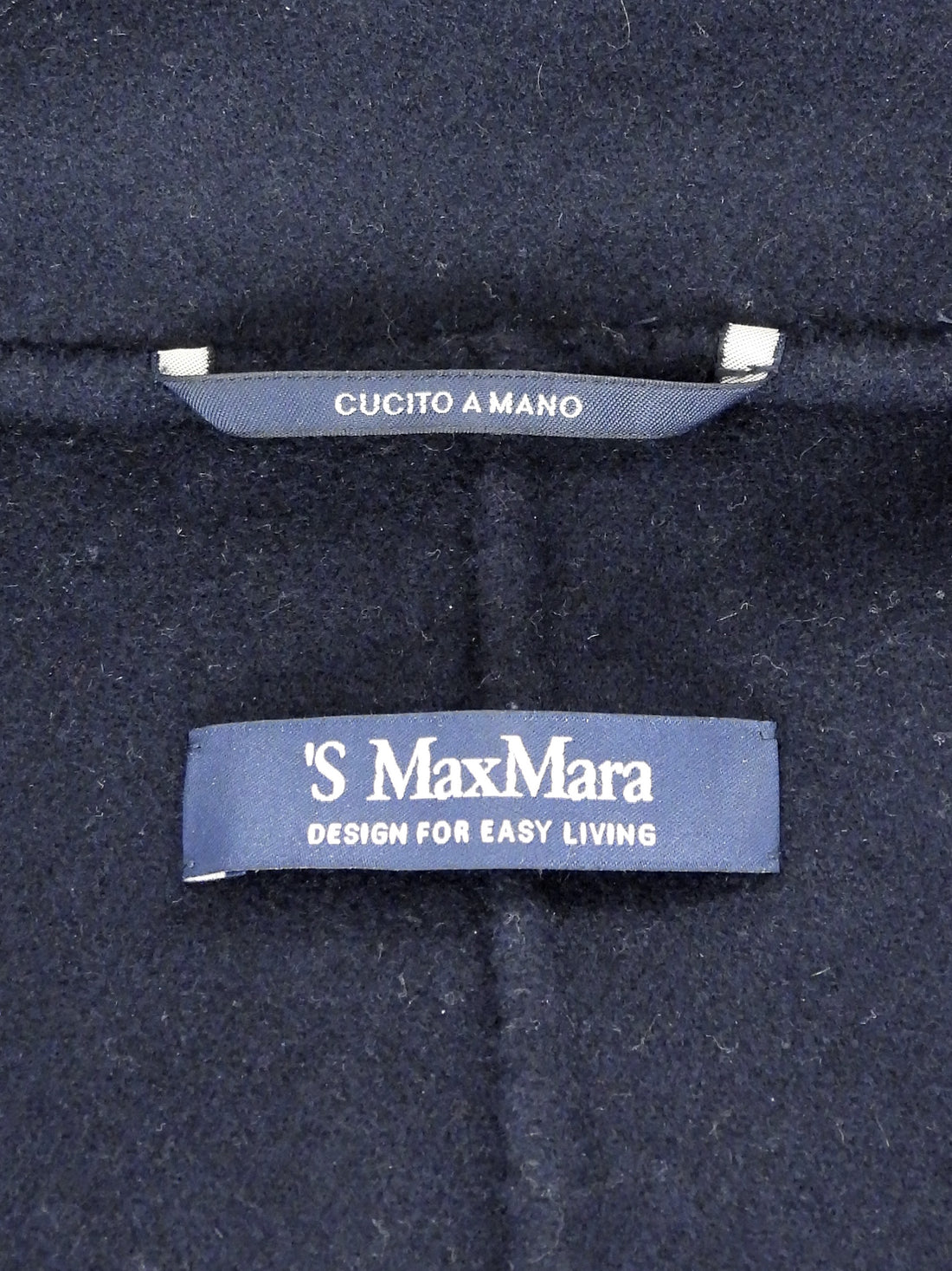S Max Mara Navy Virgin Wool Zip Oversized Mid Length Hooded Coat - IT 38 / US 4